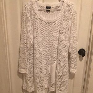 Multiples white eyelet top with tank. 3x NWT